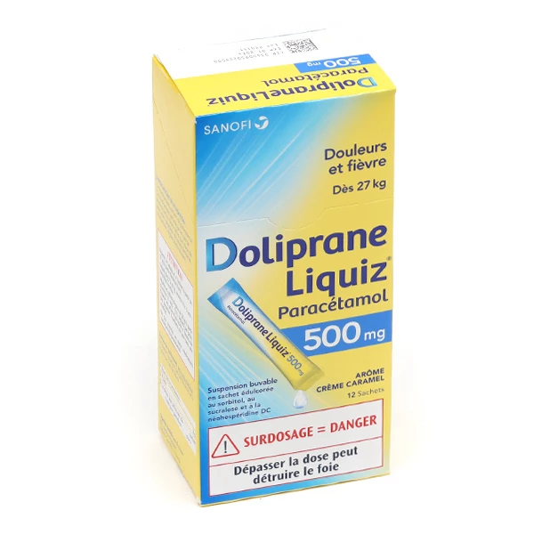 DOLIPRANE Liquiz 500mg Solution buvable x 12 sachets